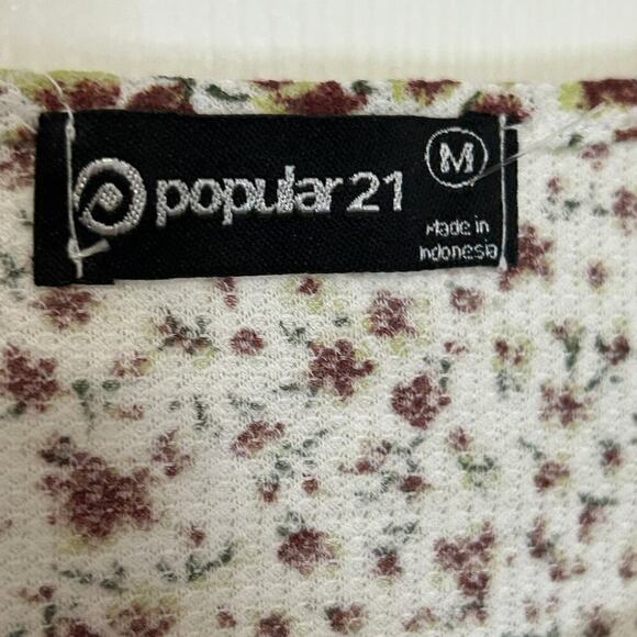 Popular 21 Womens Flower Pattern Top Sx. M, Drawstring Waist Crop #B1607 - Picture 10 of 12